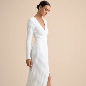 Love Lasts Forever White Sequin Long Sleeve Maxi Dress  3X Lulus